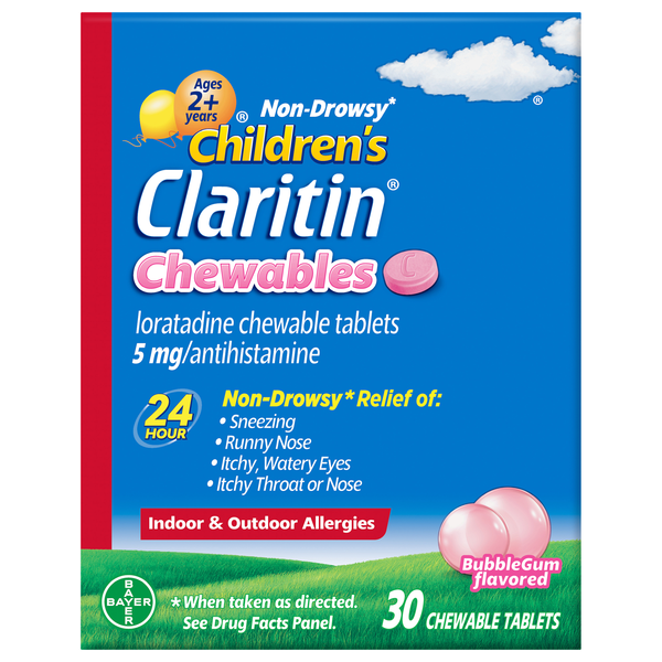 Claritin Childrens Non-Drowsy Bubblegum Chewable Allergy Tablets