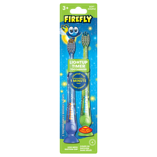 FireFly Kids Light Up Timer Green & Blue Soft Toothbrush Ages 3+