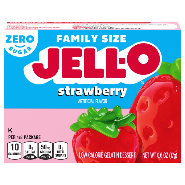 Jell-O Zero Sugar Strawberry Flavored Gelatin Dessert Mix