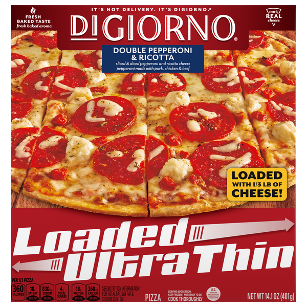 DiGiorno Ultra Thin Loaded Double Pepperoni & Ricotta Pizza Frozen
