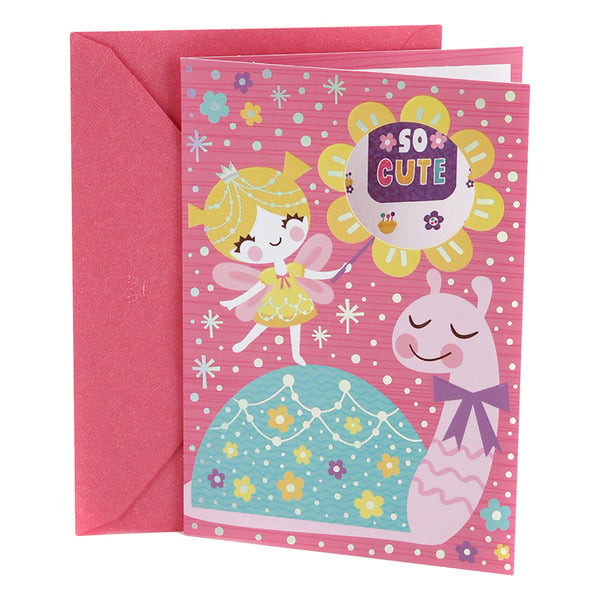 Hallmark Birthday Greeting Card for Kids (Fairy and Snail with Stickers)