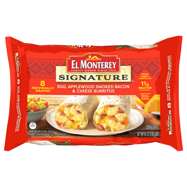 El Monterey Egg Applewood Smoked Bacon & Cheese Breakfast Burritos - 8 ct