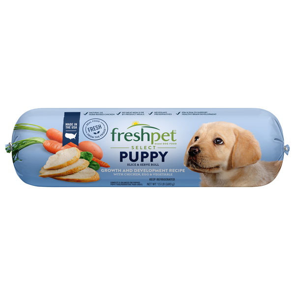 Save on Freshpet Puppy Chicken Egg Vegetable Slice/Serve