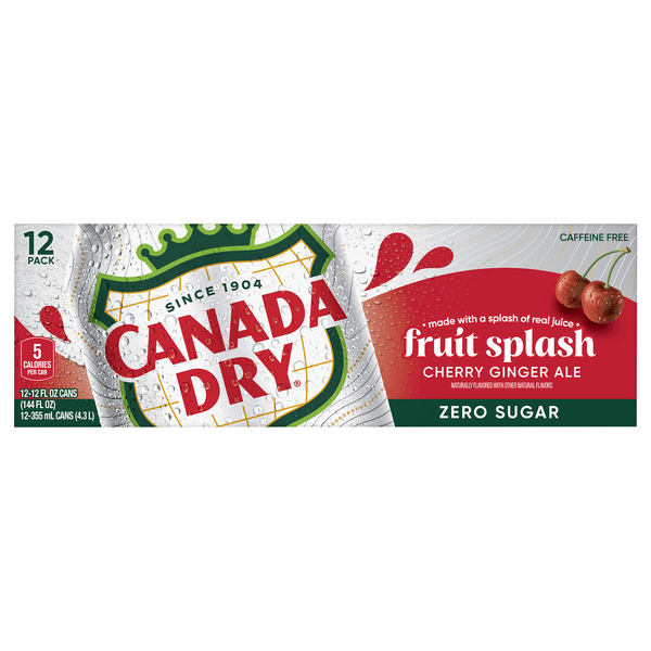 Canada Dry Zero Sugar Fruit Splash Cherry Ginger Ale Soda - 12 pk