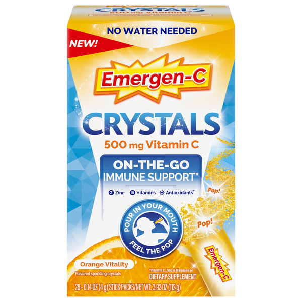 Emergen-C Crystals On-The-Go Vitamin C Orange Vitality Immune Support