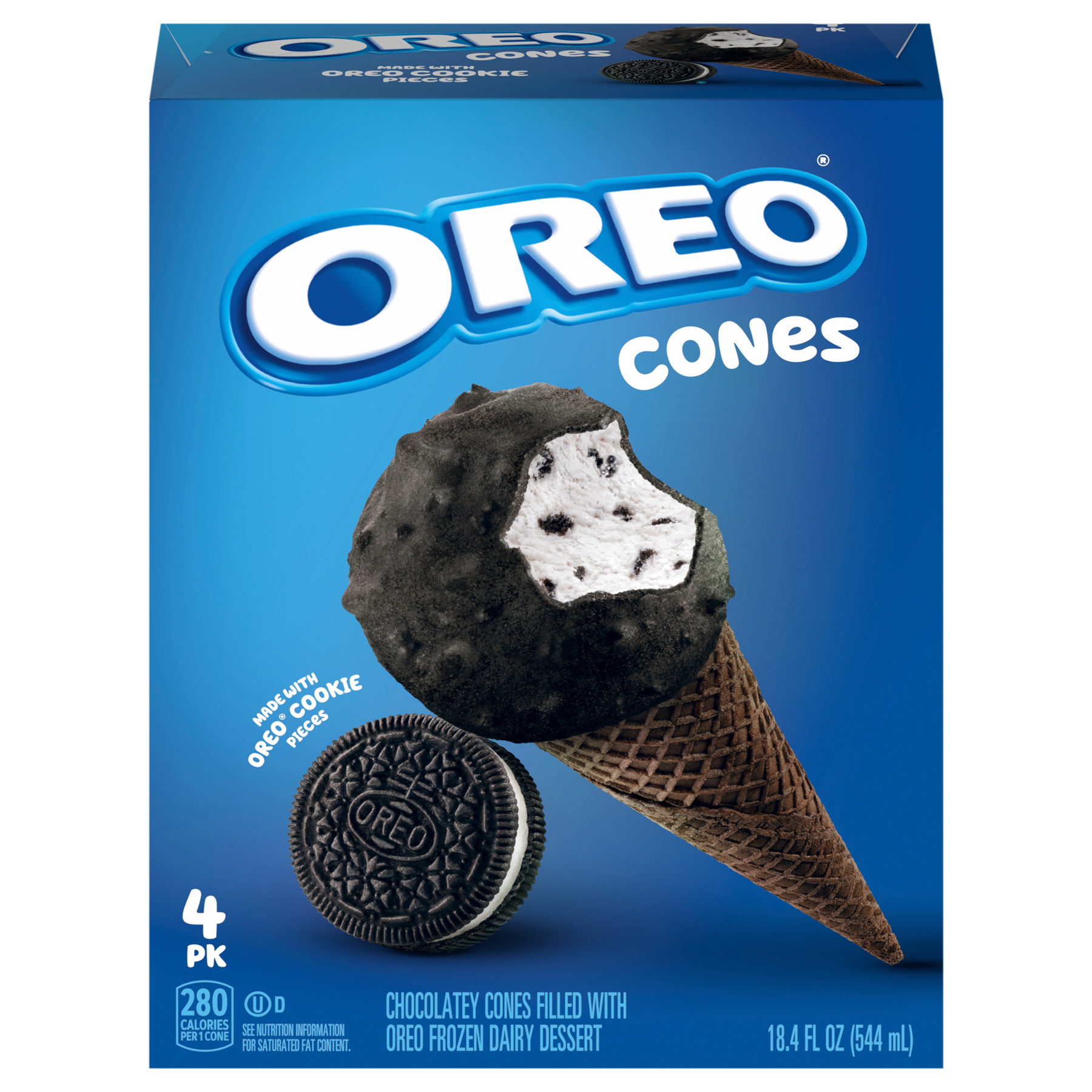 Oreo OREO Frozen Dairy Dessert Cones - 4 ct