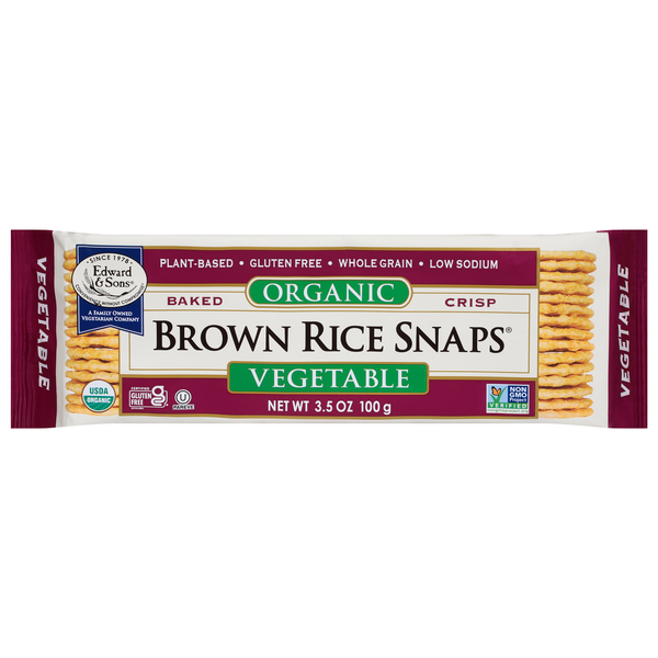 Edward & Sons Gluten Free Vegetable Brown Rice Snaps Crackers