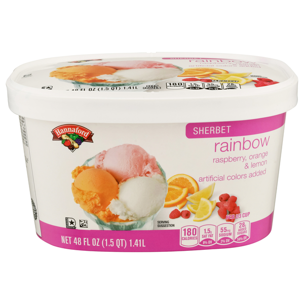Hannaford Rainbow Raspberry Orange & Lemon Sherbet