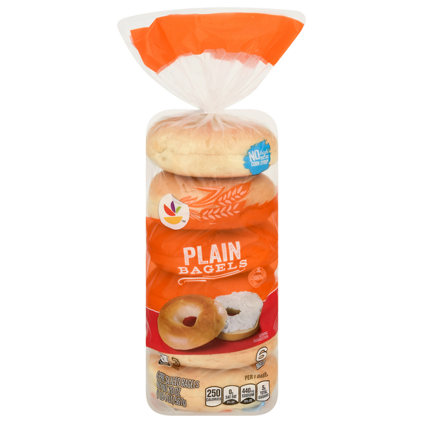 Our Brand Plain Pre-Sliced Bagels - 6 ct