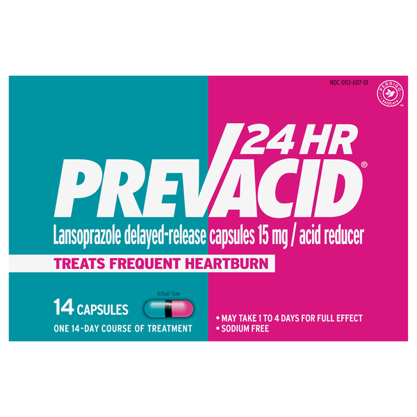 Prevacid 24HR Acid Reducer Lansoprazole Delayed Release Capsules 15 mg
