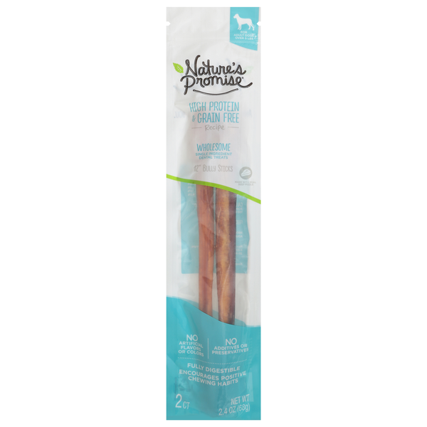 Nature's Promise High Protein & Grain Free Bully Sticks Dog Chews 12 Inch