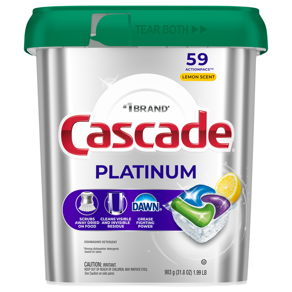 Cascade Platinum Dawn Lemon Scent Dishwasher Detergent ActionPacs - 59 ct