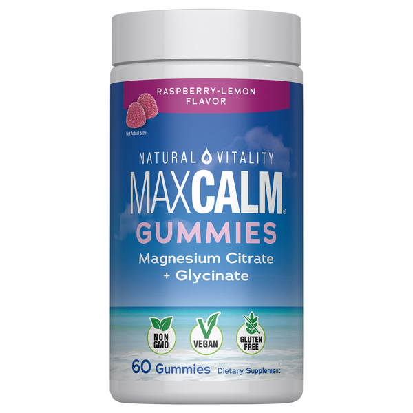 Natural Vitality Calm Raspberry-Lemon Magnesium Supplement Gummies