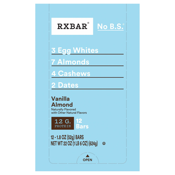 RXBAR Vanilla Almond 12g Protein Bars - 12 ct
