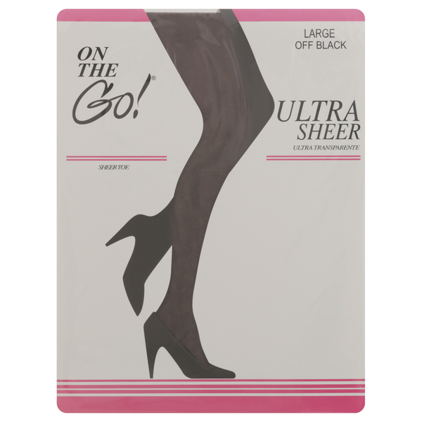 On the Go! Sheer Toe Pantyhose Off Black Size Large