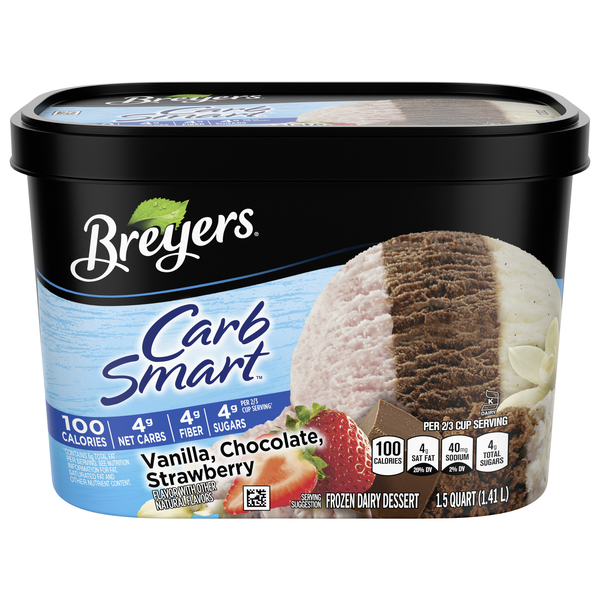 Breyers Carb Smart Vanilla Chocolate Strawberry Frozen Dairy Dessert