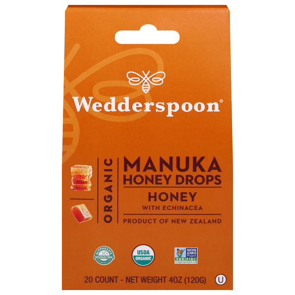 Wedderspoon Manuka Honey Drops with Echinacea Organic