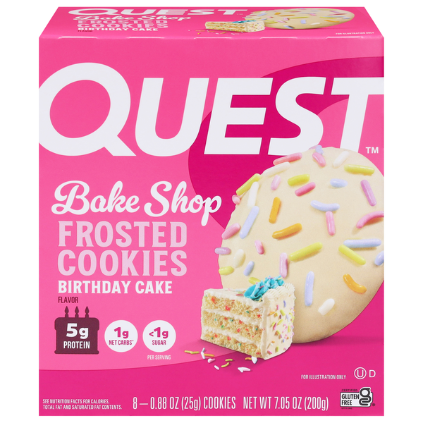Quest Keto Friendly Birthday Cake 10g Protein Frosted Cookies - 8 ct
