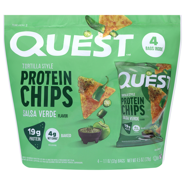 Quest Salsa Verde Flavor Tortilla Style Protein Chips - 4 ct