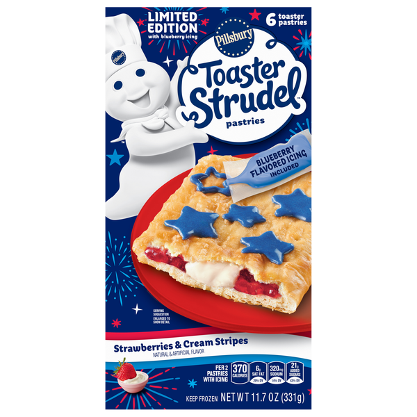 Pillsbury Strawberry & Cream Stripes Toaster Strudel Pastries - 6 ct