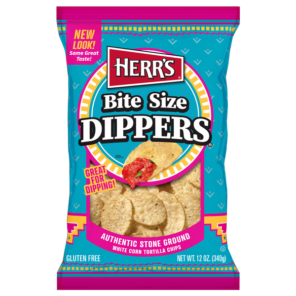 Herr's Gluten Free Authentic Stone Ground Bite Size Dippers Tortilla Chips