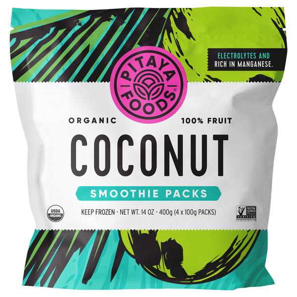 Pitaya Foods Organic Gluten Free Coconut Smoothie Packs - 4 ct Frozen