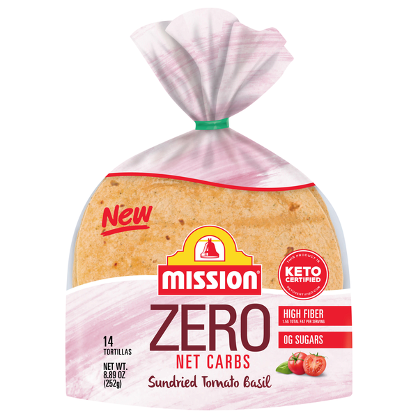 Mission ZERO Net Carbs Keto Sun-Dried Tomato Basil Tortillas 4.5 Inch 14ct