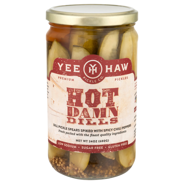 Yee-Haw Pickle Co. Low Sodium Hot Damn Dill Pickle Spears