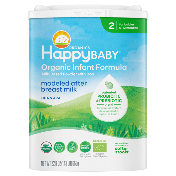 Happy Baby Organic Stage 2 Powder Infant Formula with Iron