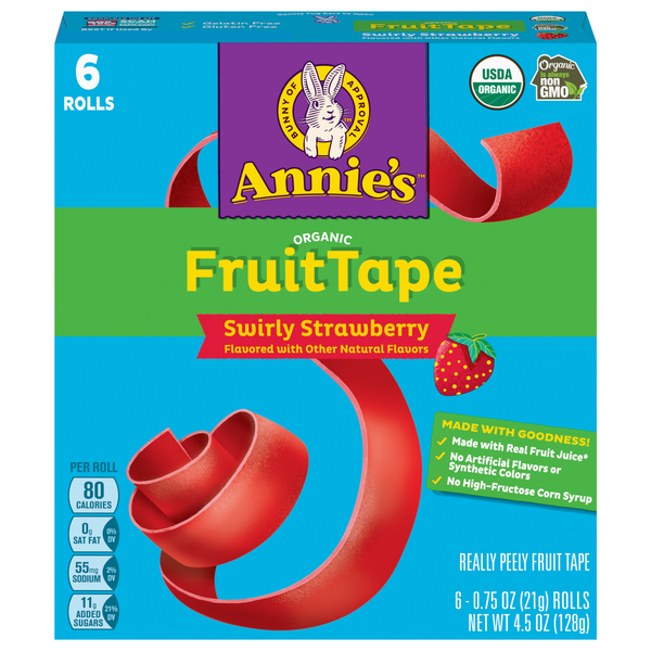 Annie's Homegrown Really Peely Fruit Tape Swirly Strawberry Organic - 6 ct