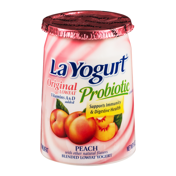 La Yogurt Probiotic Low Fat Original Peach Yogurt Cup