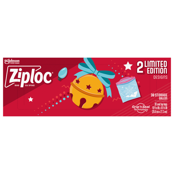 Ziploc Seal Holiday Limited Edition Seal Top Gallon Food Storage Bags