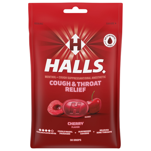 Halls Menthol Cherry Cough Drops