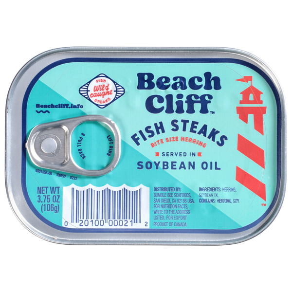 Beach Cliff Fish Steaks Bite Size Herring in Soybean Oil