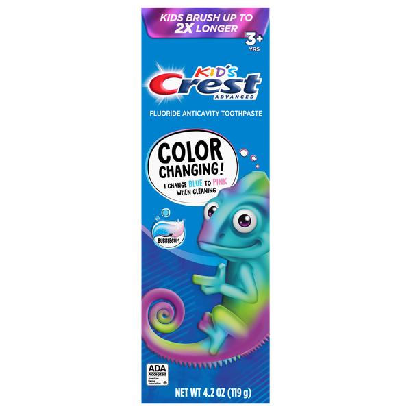 Crest Kid's Advanced Color Changing Bubblegum Fluoride Toothpaste