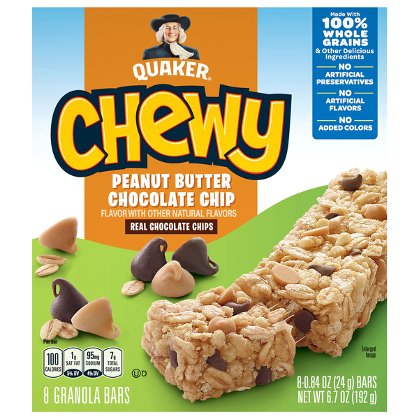 Quaker Chewy Peanut Butter Chocolate Chip Granola Bar - 8 ct