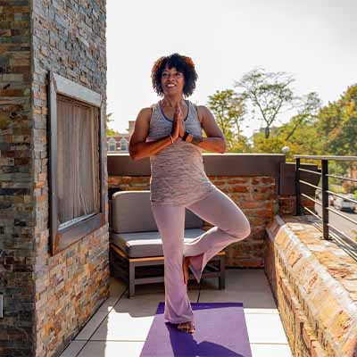 A woman doing yoga