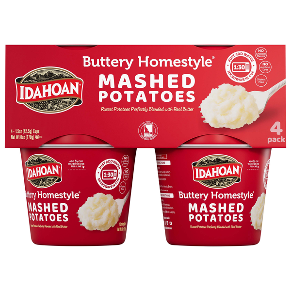 Idahoan Buttery Homestyle Mashed Potatoes Cups Microwave - 4 ct