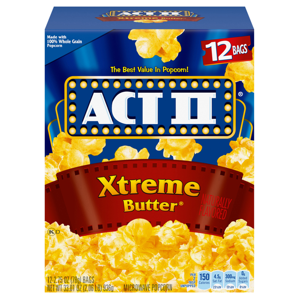 Act II Xtreme Butter Microwave Popcorn - 12 ct