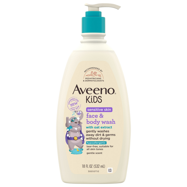 Aveeno Kids Sensitive Skin Gentle Scent Face & Body Wash w/Oat Extract