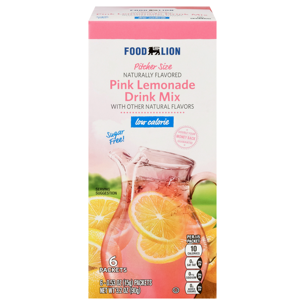 Food Lion Sugar Free Pink Lemonade Drink Mix - 6 ct