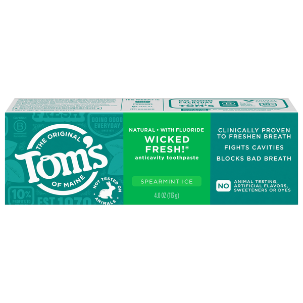 Tom's of Maine Fluoride Free Wicked Fresh Spearmint Ice Toothpaste