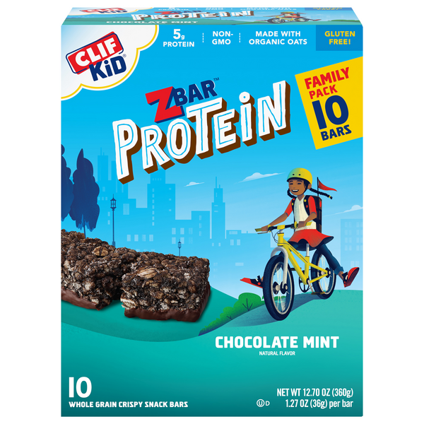 CLIF KID ZBAR Organic Chocolate Mint 5g Protein Snack Bar - 10 ct