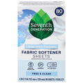 Seventh Generation Free & Clear Fabric Softener Dryer Sheets Natural