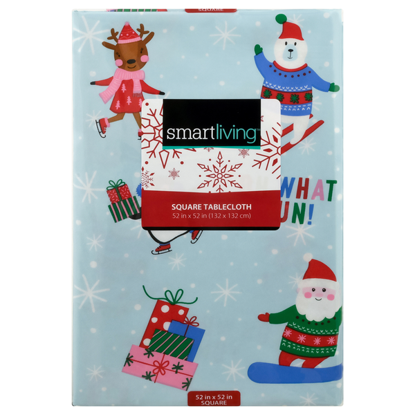 Smart Living Square Holiday Tablecloth Oh What Fun! 52 Inch