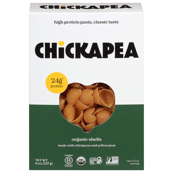 Chickapea Organic Gluten Free Plant-Based High Protein Shells Pasta