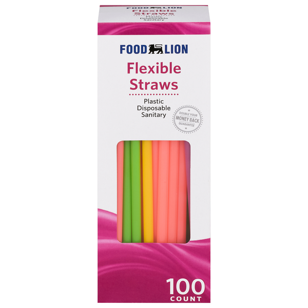 Food Lion Straws Flexible Neon