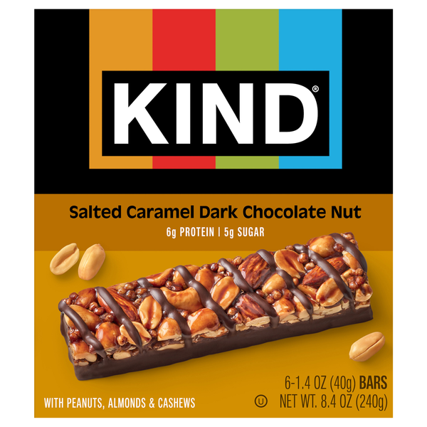KIND Gluten Free Salted Caramel Dark Chocolate Nut Bars - 6 ct