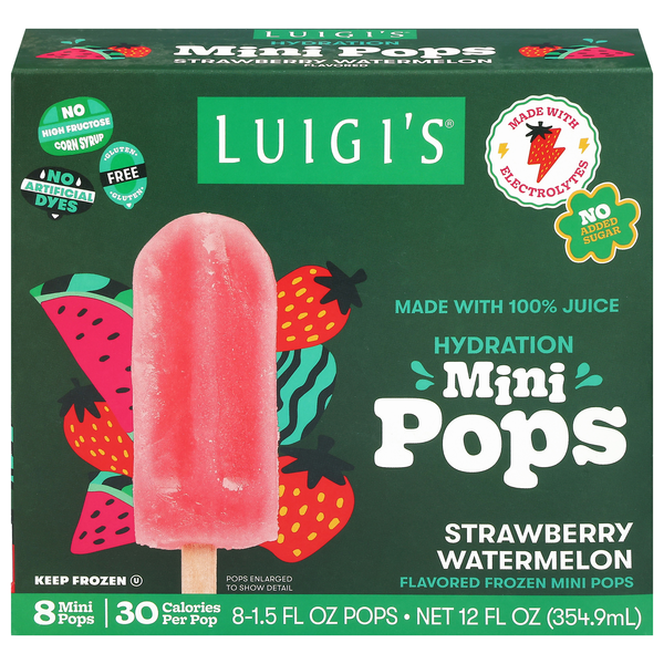 Luigi's Strawberry Watermelon Hydration Mini Pops - 8 ct Frozen