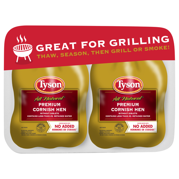 Tyson All Natural Premium Whole Cornish Hen - 2 ct Frozen